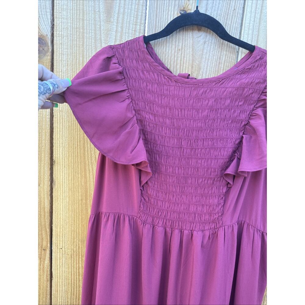 Old Navy Tiered Cottage Sundress Womens XL Rust Red Smocked Peasant Boho Midi - Picture 5 of 11